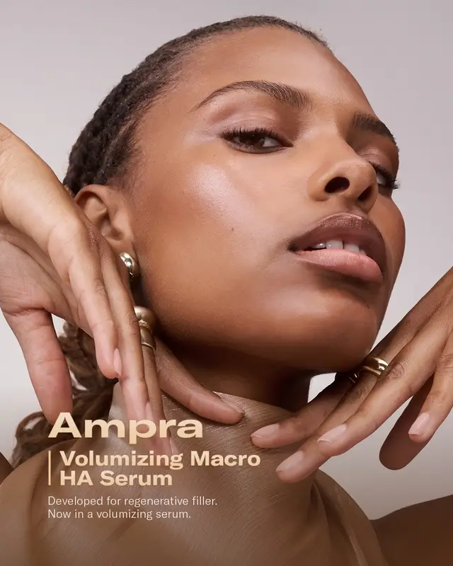 Plumper, smoother-looking skin…meet Ampra Volumizing Macro HA Serum ✨ Powered by HYAsync + smoothing peptides + barrier-supporting ingredients for skin that looks more lifted and more radiant. #skinbetter #plumpskin #hyaluronicacid #glowyskin 