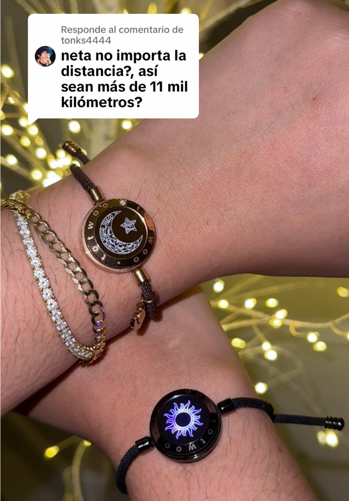 Respuesta a @tonks4444 No importa la distancia puede estar una en África y otra en Estados Unidos al tocar una la otra vibrará #pulserasparaparejas #bracelet #braceletset #totwoo #totwoolongdistancebracelets 