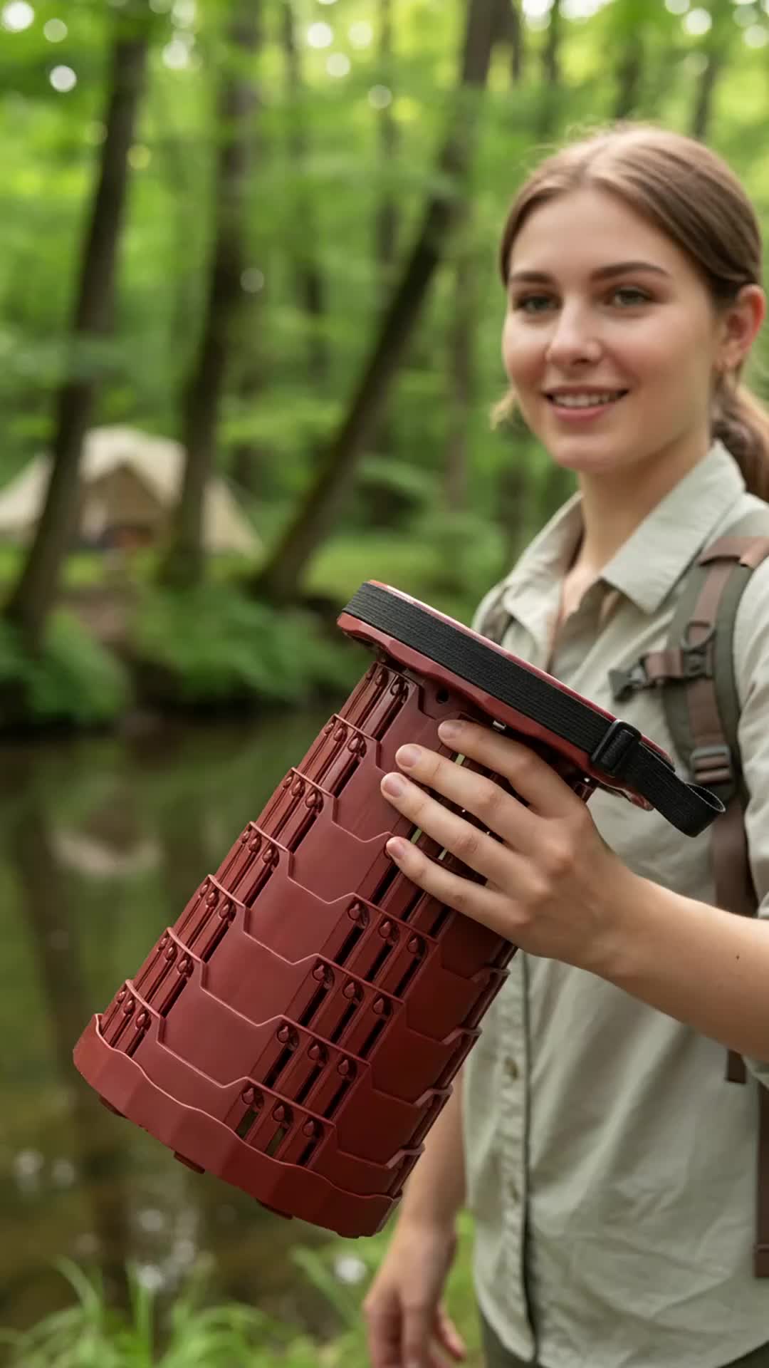 Outdoor Collapsible Telescopic Stool | 45cm Max Height Portable Folding Seat with Handle | Heavy Duty Secure Latches for Camping Fishing Hiking Queueing #outdoorchairs #outdoortools #beststrollers #outdoorfurnitureideas #outdoorfinds #portablestool #poolchair #collapsiblewagon #outdoorproducts #foldableloungechair
