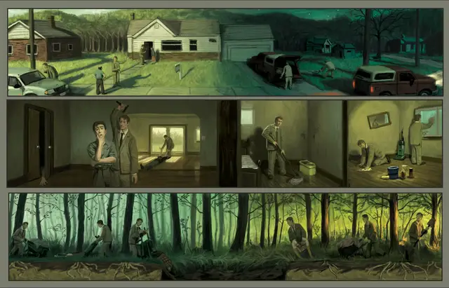 Here’s one of a few montages sequences Ive done for Decomposer, a graphic novel written by Mason McDonald that I have been creating artwork for. If you’d like to learn more about the book, check out the kickstarter through the link in my bio, it’s live for 5 more days! #illustrationart #graphicnovel #horrorart 