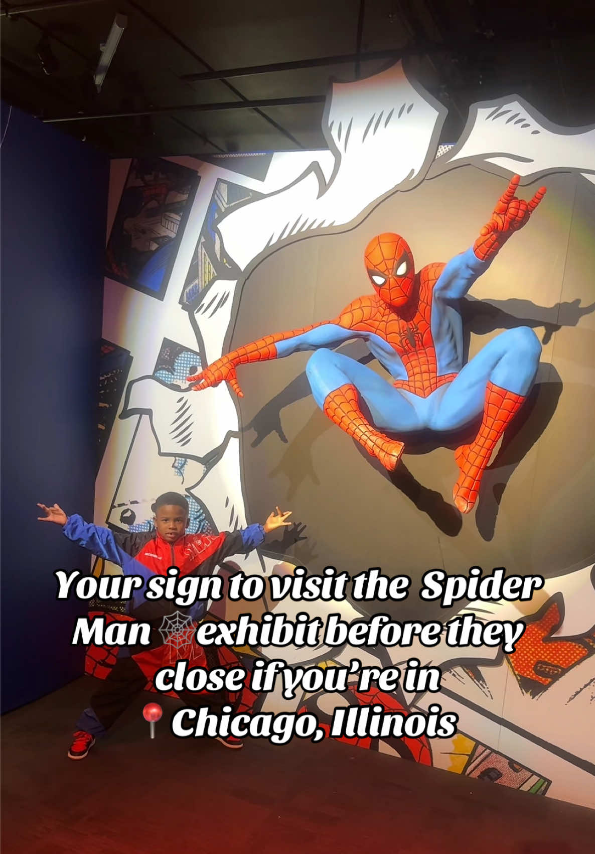 The Spider Man Exhibit in Chicago, Illinois was so much fun! 🕸️ #chicago #spiderman #marvel #museum #chicagotiktok 