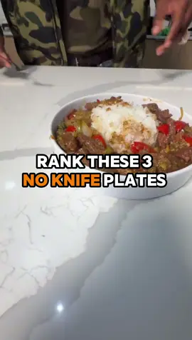 Rank these NO KNIFE plates 1-3 🍽️🔥 Don’t be different… which one you taking first?? #d#dababyn#noknifeviralvideo #f#FoodTokf#fyp