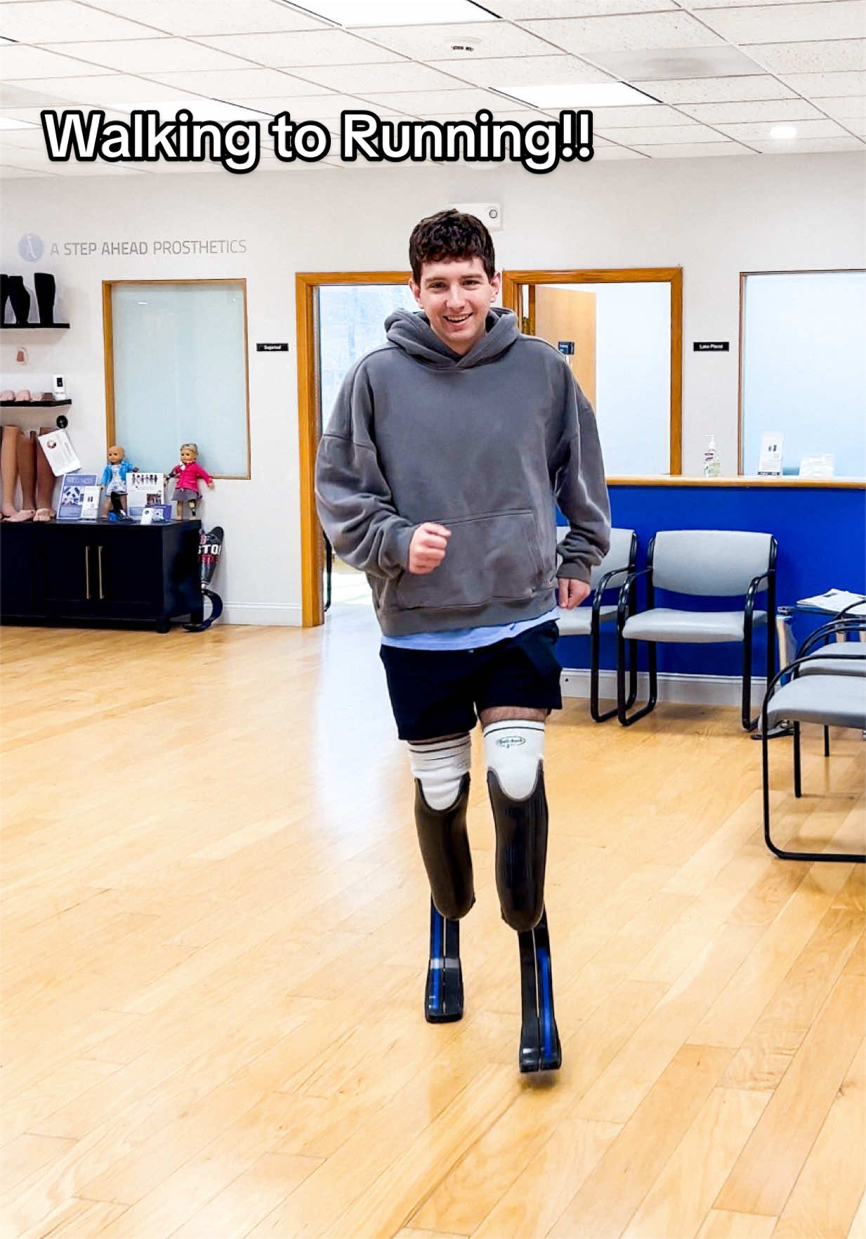 No slowing down for Peyton! 🔥
 On July 4th, 2025, Peyton lost both of his legs below the knee in a serious car accident. Just a few months later, he was already walking with prosthetics—and now he’s taking on something even bigger.🦾
 Peyton just received his first set of high-activity running blades. You’re watching his very first steps on running blades—learning the movement, finding his balance, and getting comfortable!🦿
 
 Boston Marathon… that goal is officially on the radar!! ✨ 
 Proud to be part of making this possible alongside @amputeecenterofexcellence 
 
 #bilateralamputee #runningblades #prostheticlife #amputeerunner #adaptiveathlete 