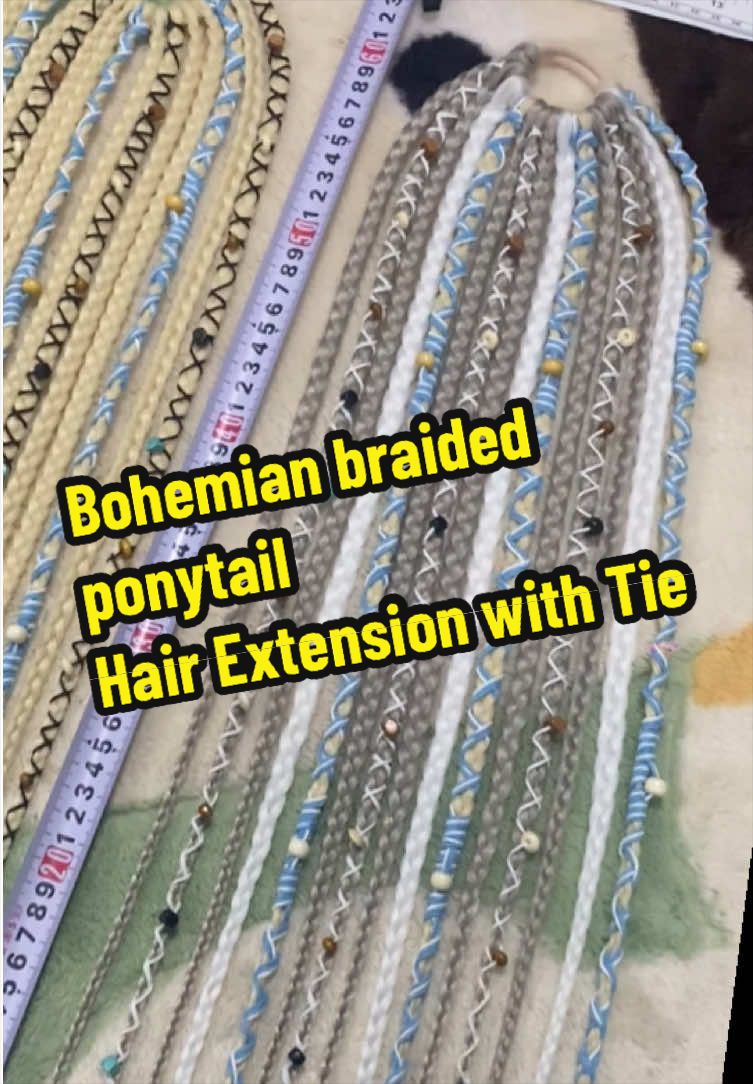 Bohemian braided ponytail with hair tie, Hair extensions #hairextensions #bohemianbraids #braids #ponytail #foryou 