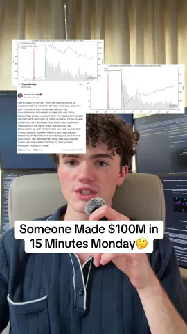 Someone made $100M in 15 minutes on Monday, appearing to have advance information about Trump’s Iran post. #politics #finance #insidertrading #iran #news 