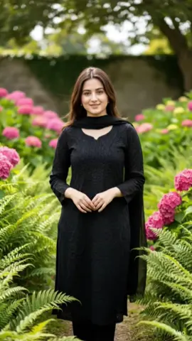 Peaceful garden stroll in my all-black outfit 🌿✨ #GardenAesthetic #FlowerGarden #HydrangeaLove #NatureLover #SoftGirlAesthetic #Vibes #Cute #FYP #ForYou  #OOTD #foryoupage #viral 