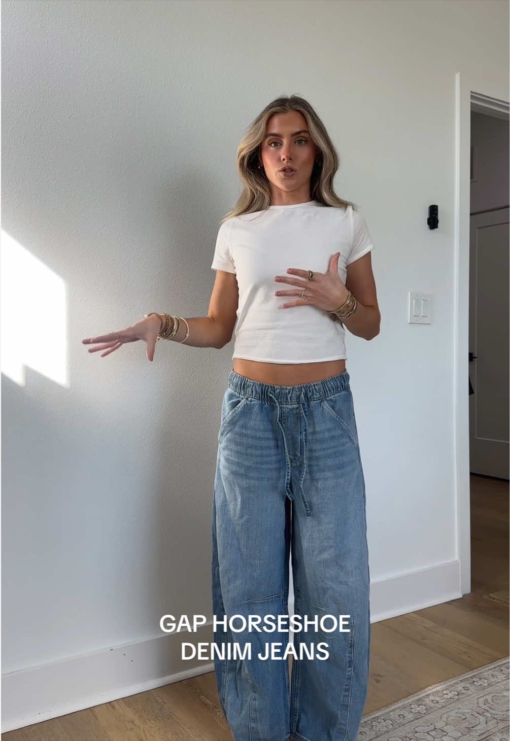 how did it take 24 years to try gap jeans these are so comfy I love the barrel leg horseshoe style pant and the light wash is so good 😊  #gapjeans #gapjeanstryon #gapdenim #tiktokshopspringglowup #tiktokshopcreatorpicks @Gap 