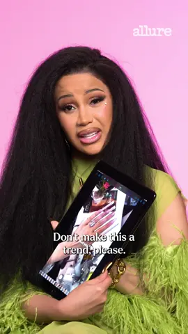 That’s going to be a no from #CardiB ❌ Allure’s cover star is *not* a fan of the mismatched nails trend, but she’s giving her stamp of approval to other TikTok tips and tricks at the link in bio. 