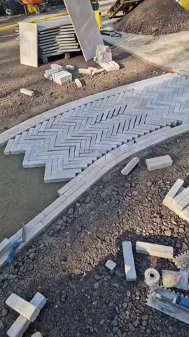 Curving herringbone is one of the hardest things I have done! Absolutely love love love it! The external side of the path the setts/cobbles had to be made bigger than the 50mm provides so I glued the 20mm limestone slabs we have for the main patio back to back with resin so I can make larger versions and the internal are of the curve the setts became very small. I show on the video the comparison of the original sett size to what I have had to do to put into perspective the amount of work that went into this path. Next video is the amazing steps at the end of it leading upto our raised patio area that will hold the outdoor kitchen and oak gazebo. Landscaping is my happy place. Thin turbo blades making cutting limestone easyfrom @HH Tiling Tools  #landscaping #garden #creative #artist