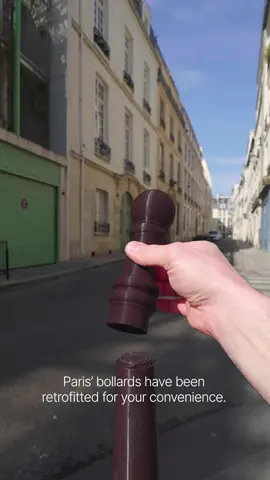 Should your street food require seasoning, Paris’ bollards have been retrofitted for your convenience. Dark spheres for pepper. White ones for salt. Duration of service: Indeterminate.