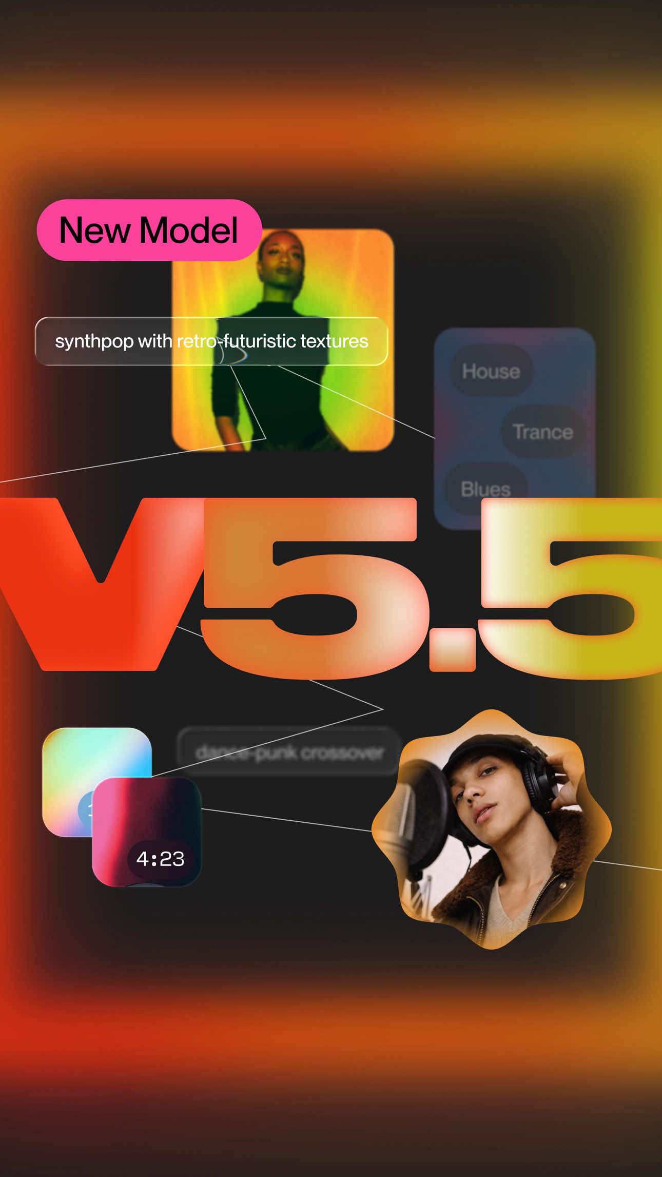 Meet Suno v5.5: More expressive, more you. Use your voice, your sound, and your taste to make music that’s unmistakably yours, in the best and most personal Suno experience yet.