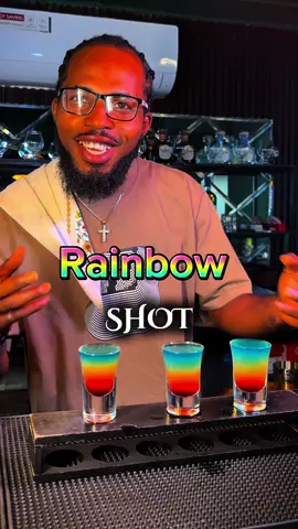Rainbow shots 🌈 easy to prepare perfect for celebrating the month #fyp #shots #cocktail #mixology #Recipe 