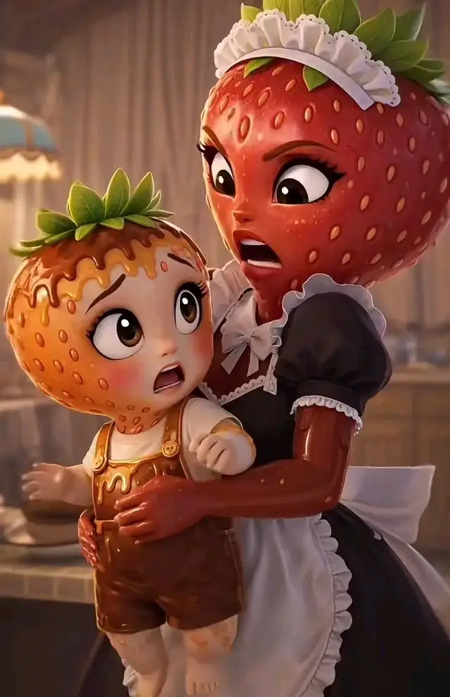 Kitchen chaos turned into dessert magic 🍓🍫 A missing strawberry… a chocolate rescue… and a sweet ending! #catsofinstagram #cat #animation #cartoon #ai 
