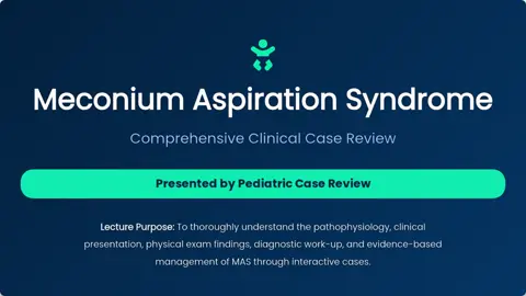 New lecture now available on our YouTube channel – Pediatric Case Review! Join us as we dive into one of the critical neonatal emergencies: **Meconium Aspiration Syndrome**. Through an interactive, case-based presentation, we will explore clinical presentation, examination findings, investigations, management, and possible complications. Each question-based slide is designed to challenge your knowledge and strengthen your understanding. Watch now to learn step-by-step how to approach this important topic in clinical practice! 💡 If you are interested in joining our growing learning community on Patreon, comment below and let us know! 📺 Don’t forget to like, share, and subscribe to **Pediatric Case Review** for more pediatric-focused educational lectures. This lecture was created with the help of AI technology.