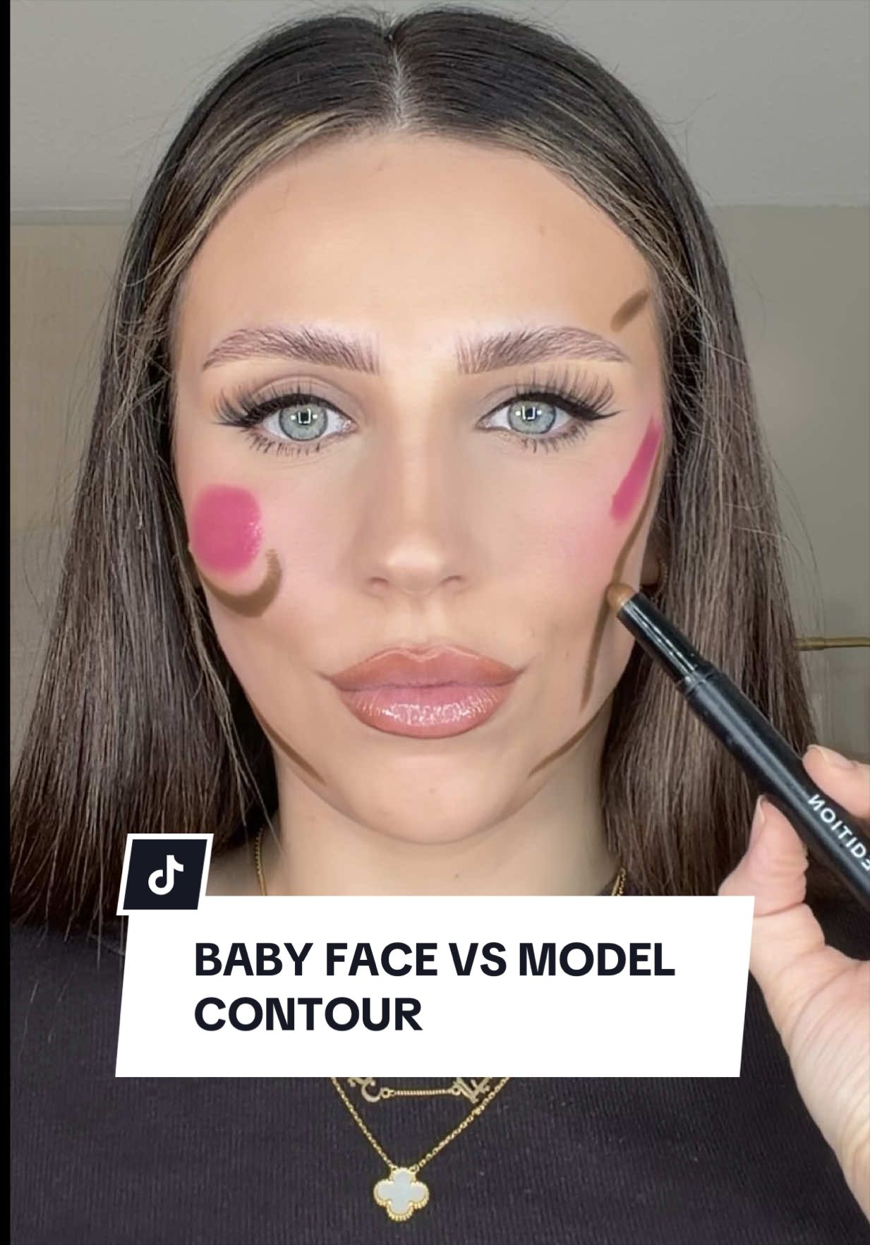 Model cheekbones VS baby face cheeks, which side is better? 🫶🏼 @EDITION Cosmetics Sculpting Contour Crayon  @tarte cosmetics blush & glow cheek plump  @Huda Beauty easy bake cherry blossom  @Charlotte Tilbury airbrush flawless finish powder  @Morphe Cosmetics brushes  _ Ib @Christen Dominique ✨ _ #contour #modelmakeup #beautyhacks #makeuptips #contourtutorial 