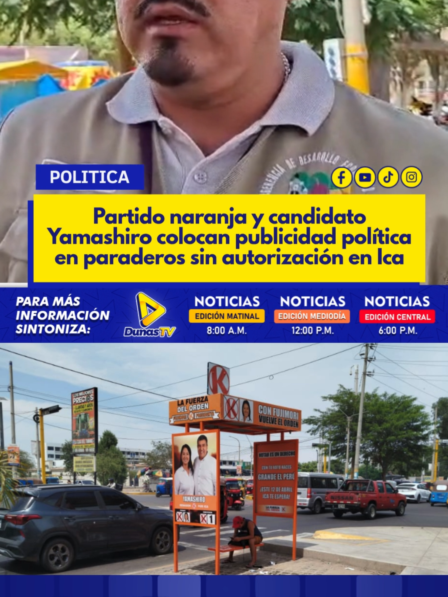 📷📷|| ¡PRIMERO INCUMPLEN Y LUEGO QUIEREN GOBERNAR! YAMASHIRO EN LA MIRA Autoridades de la Municipalidad Provincial de Ica informaron que se viene detectando la instalación de propaganda electoral en paraderos de transporte público sin la debida autorización. #Elecciones2026 #Ica #politica #viral #ONPE #VotoInformado