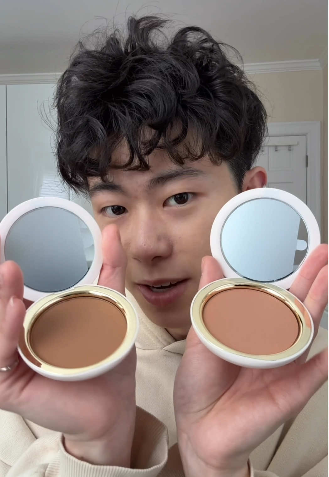 trying the new rare beauty soft matte powdered bronzers  @Rare Beauty #powderbronzer #rarebeauty #rarebeautypowderbronzer #makeupreview #mensmakeup 