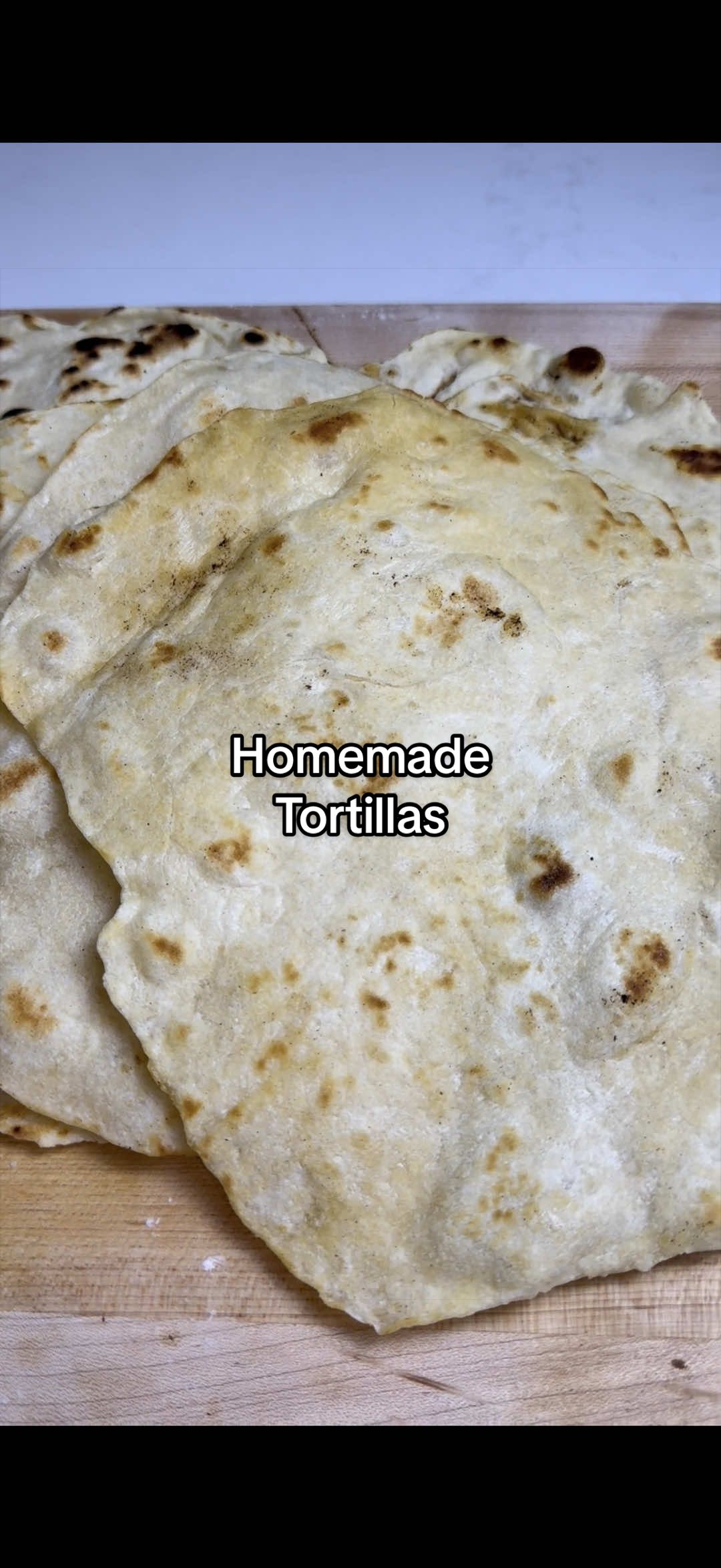 Homemade Tortillas 🫓 Quick, cheap, and easy. These are the best tasting tortillas you’ll ever have. Ingredients (makes 12 tortillas) -5 tablespoons salted butter, at room temperature  -3 cups all-purpose flour -2 teaspoons baking powder -1½ teaspoons kosher salt -1 cup hot water Instructions 1. In a large bowl, mix together the flour, baking powder, and salt. 2. Add the butter and work it into the flour mixture with your fingers until crumbly. 3. Pour in hot water and stir until the dough comes together. 4. Knead a few times until smooth, then cover with a damp towel and let rest for 10–15 minutes. 5. Divide into 12 equal pieces and roll into balls. 6. Roll each ball out super thin, almost see-through. 7. Heat a skillet over medium and brush lightly with olive oil. 8. Cook each tortilla for 30–45 seconds per side until golden spots appear.