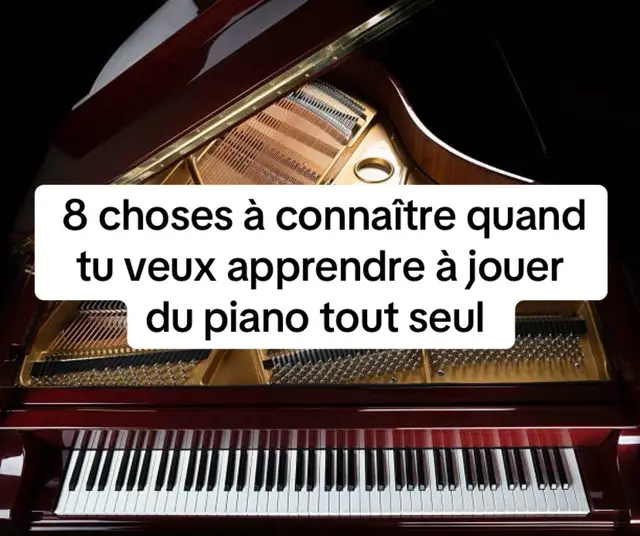 8 choses à savoir quand tu veux apprendre le piano tout seul . 	1.	Tu n’as pas besoin d’être talentueux pour commencer. 	2.	10 à 15 minutes par jour suffisent au début. 	3.	Apprends d’abord les bases, pas les chansons difficiles. 	4.	La régularité est plus importante que la durée. 	5.	Les erreurs font partie de l’apprentissage. 	6.	Commence lentement, puis accélère petit à petit. 	7.	Écoute beaucoup de musique pour progresser plus vite  	8.	Si tu n’abandonnes pas, tu vas forcément réussir .#piano #ApprendreLePiano #PianoPourDébutants #DébutantPiano #PianoFacile      