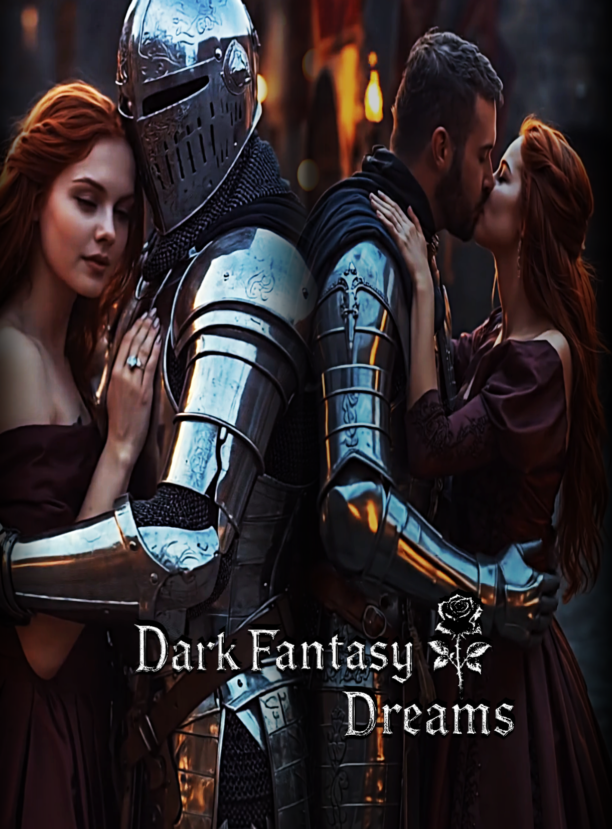 The Knight and The Princess - Whenever the knight beheld a rose, he thought of her — the princess with hair like flame, forever blooming in the quiet corners of his memory.”...🤴🏻🌹👸🏻... Follow For More🫴@Dark Fantasy Dreams 🌹 #princessandknight #goldenbrown #darkfantasy #romantic #medievaltiktok 