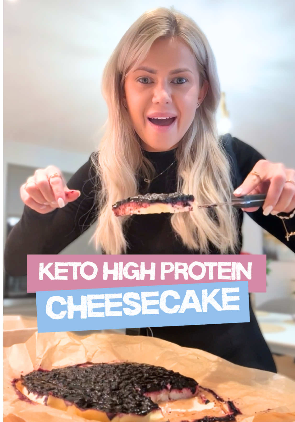Keto High Protein Cheesecake for Weight Loss & Blood Sugar Control 🍰🫐 📌 Save & share this keto high protein dessert ❤️ Looking for a creamy high protein dessert that supports weight loss and balanced blood sugar? 🍰✨ This keto-style cheesecake is light, smooth and perfectly satisfying without being heavy. Chilled overnight for the best texture — soft, creamy centre and sliceable finish. This recipe makes about 4–6 servings. You’ll need:  🥣 150g / 5.3 oz Greek yoghurt 🧀 150g / 5.3 oz cottage cheese 🌽 10g / 0.35 oz corn starch 🍳 2 eggs 🌼 vanilla extract 🍬 50g / 1.8 oz xylitol 🥛 1 tablespoon heavy cream 🍓 mixed berries for topping How to make: Mix all ingredients together until smooth and creamy. Pour into a lined baking dish. Bake for 40 minutes at 220°C / 430°F until set with a slightly soft centre. Let it cool completely, then refrigerate overnight for best texture. Top with your favourite berries before serving. Creamy, high protein and perfectly balanced — a simple dessert that fits your goals 🍰✨ ✅ keto-style ✅ high protein ✅ low carb ✅ meal prep friendly 👉 Follow me for more daily keto high protein desserts for weight loss and balanced blood sugar. #keto #ketorecipes #lowcarb #lowcarbrecipes #highprotein 