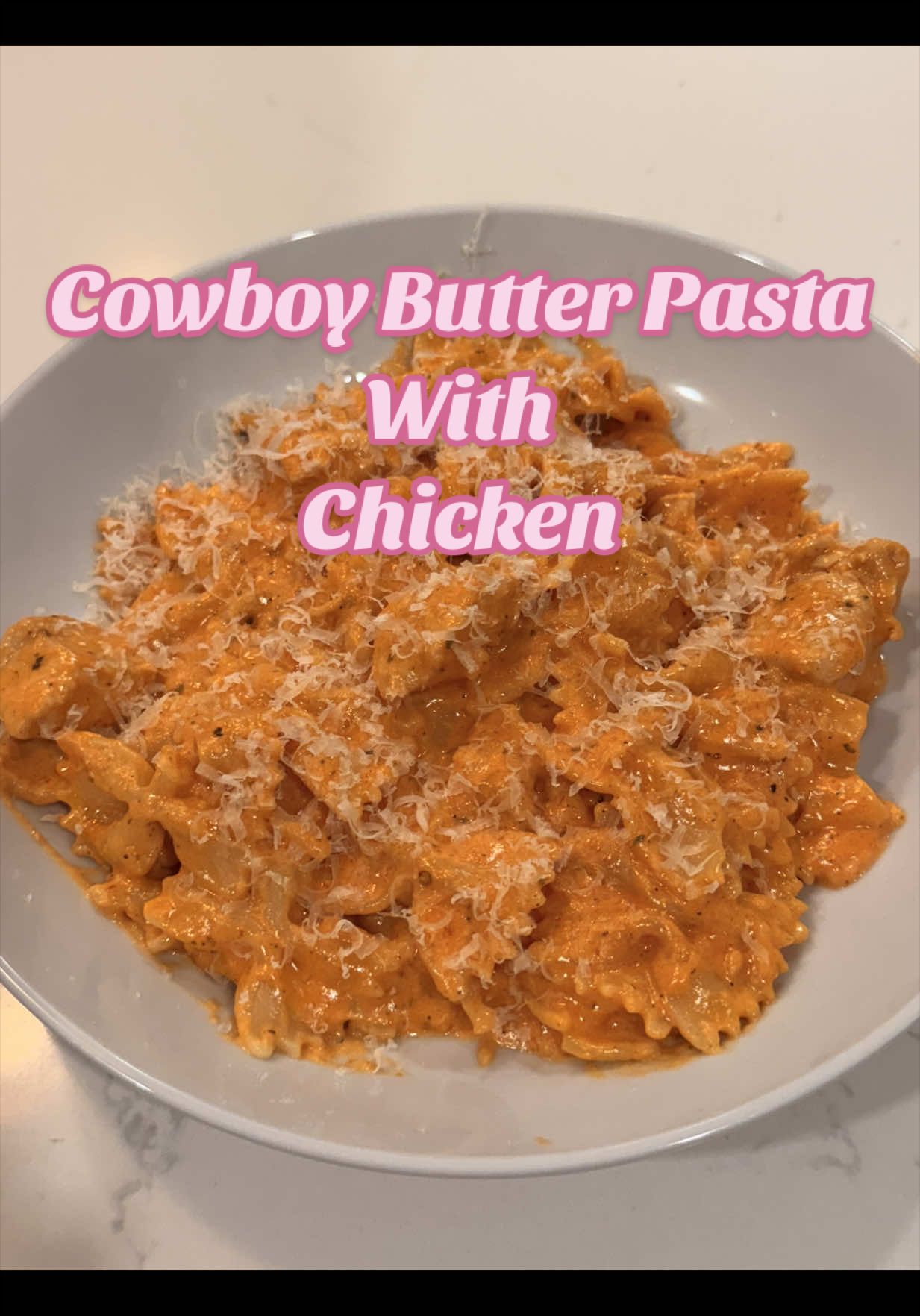 Cowboy Butter Chicken Pasta 🤠🍝 This one is rich, creamy, and packed with flavor—definitely a must-try if you love a good comfort meal with a little kick. Super easy to throw together and perfect for dinner any night of the week! ⭐ Ingredients: • 1 lb bow tie pasta • 2 chicken breasts • Olive oil • Minced garlic • Garlic powder • Onion powder • Salt & pepper • Italian seasoning • Kinder’s Cowboy Butter seasoning • Tomato paste • 2 cups heavy cream • About 1/2 cup pasta water • Freshly grated Parmesan Creamy, savory, and full of that cowboy butter flavor 🤤 let me know if you try it!  #cowboybutter #dinneridea #easydinner #pastarecipe #chickenrecipe