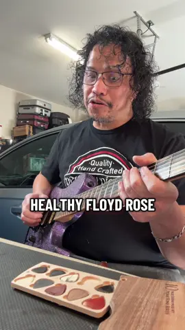 Here’s the best sign of a healthy @Floyd Rose Official Floyd Rose Tremolo! The flutter indicates perfect balance between string to spring tension and that the trem plate knife edge is sharp and doesn’t bind against the post.  How healthy is your Floyd Rose? 🎸 - @SullyGuitars 624T