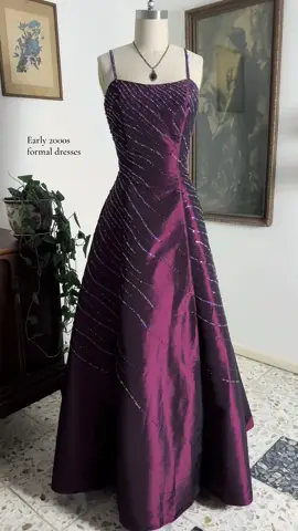 Vintage formal dresses! Newly listed Please reach out on depop (only) with any questions of for international shipping.  #vintagepromdress #promdress #2000spromdress #vintagepromdresses #gothprom 90s and early 2000s drop waist prom dresses layered puffy poofy skirt beaded ball gown 