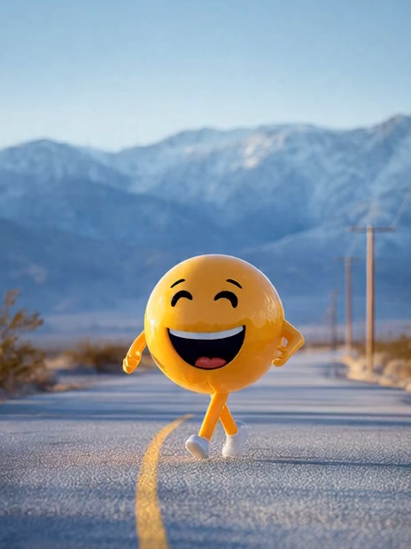 a-laughter-emoji-walking-on-a-road #fun #foryou #fyp #emoji #aivideo
