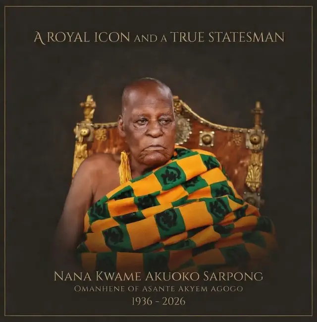Omanhene of the Agogo Traditional Area The Omanhene of the Agogo Traditional Area is Nana Kwame Akuoko Sarpong, a distinguished traditional ruler, lawyer, politician, and statesman who has served on the Agogo stool since 1975 Below is a clear, structured profile to give you the full picture of his stature and legacy. 🌿 IDENTITY AND REIGN  Full Name: Nana Kwame Akuoko Sarpong Title: Omanhene (Paramount Chief) of the Agogo Traditional Area Enstooled: 1975, succeeding his uncle Nana Kwaku Duah  Years on the Stool: 50 years as of January 2026, marked by a dignified anniversary celebration at Agogo Palace  🎓 EARLY LIFE AND EDUCATION  Born 11 August 1938 in Agogo, Ashanti Region Educated at: Methodist & Presbyterian Primary Schools, Agogo Accra Academy (1954–1957) Opoku Ware School (Sixth Form, 1958–1959) University of Ghana – BA in Economics, Sociology, Law & Political Science (1963) LLB (Hons) – University of Ghana (1965) GIMPA – Public Administration (1965) 🏛️ PUBLIC SERVICE AND NATIONAL LEADERSHIP  Nana Akuoko Sarpong is one of Ghana’s most experienced traditional leaders with a deep footprint in national governance: Political & Government Roles Member of Parliament, Asante Akim North (1979–1981)  Secretary (Minister) for Health (1988–1991) Secretary (Minister) for Internal Affairs (1991–1992 Secretary (Minister) for Chieftaincy Affairs (1992–1993) Member, Council of State (4th Republic) Diplomatic Achievement Played a key role in restoring Ghana–USA relations during the Soussoudis Affair in the late 1980s  🌱 Developmental Legacy in Agogo Nana Akuoko Sarpong is widely respected for his long-term, hands-on development initiatives: Environmental Stewardship Planted over 130,000 trees across 300 acres since 1980 Introduced agroforestry models combining plantain and timber species Helped restore Agogo’s forest cover and rainfall reliability Agriculture & Food Security Led Agogo to become a major plantain production hub Initiated the Plantain Festival & Export Programme (2020) Education & Social Development Instrumental in establishing multiple educational institutions in Agogo Supports youth development, sports, and community welfare 🏅 Leadership Style & Influence Nana Akuoko Sarpong is known for: His calm, statesmanlike leadership A strong belief in development-oriented chieftaincy Advocacy for democratic participation and the role of chiefs in governance MAY HE REST IN PEACE  #Asantehene #kumasitiktokers #accraghana #ghanatiktokers🇬🇭🇬🇭🇬🇭 
