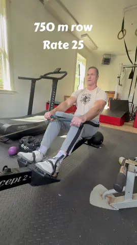 750m row at sub 1k 55+ world record pace-capped rate at 25 SPM- solid work, more to come