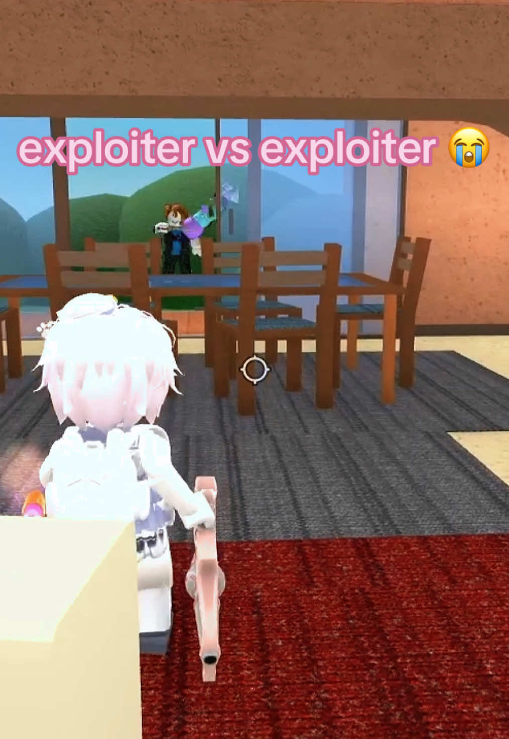 the way I did a double take 😭 the purple exploiter was actually chill, they only flung the other exploiter and a camper then played normally for all the other rounds #murdermystery2 #mm2 #roblox #robloxfyp #fyp 