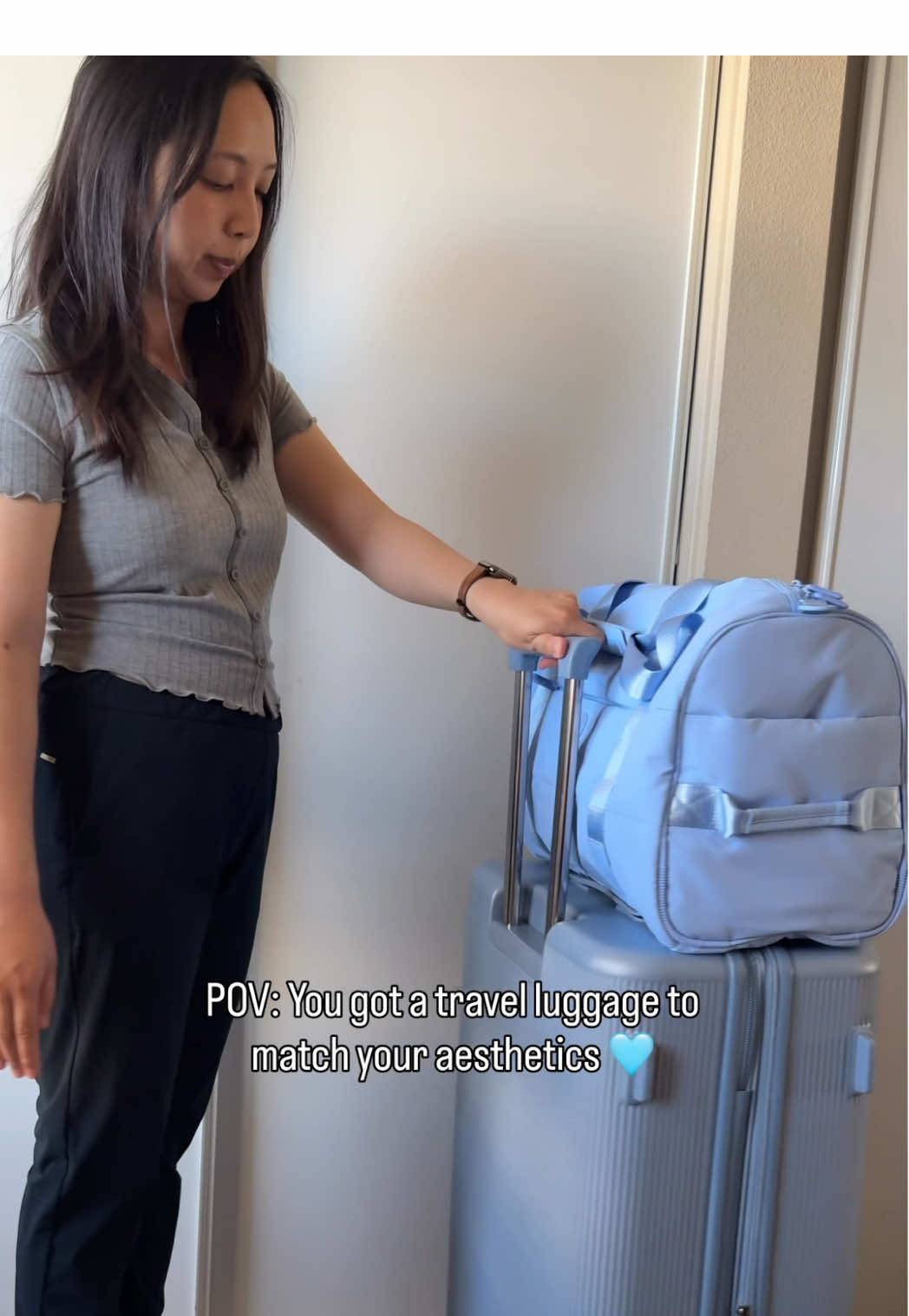 When you found a luggage to match your aesthetics! 🩵💙I can’t wait to use my Earth Tones 30 Inch Luggage- Glacier Grey & The Puffer Duffel Bag - Light Blue from @Heys ! 🧳The puffer duffel bag is great for my weekend getaway, while the Earth Tones 30 Inch Luggage is for going out of the country this year ! Super excited to use it!! The Luggage is super lightweight and easy to carry! 🪶  #40YearsWithHeys