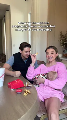 Ain’t no hunger like breastfeeding hunger 😅 I swear I’m wayyy more hungry now than I ever was pregnant!! And the THIRST?! don’t even get me started 🤣 I feel like I can never drink enough water. Baby Smith is eating about every 2 hours, so it’s basically a nonstop cycle 🔁 #breastfeeding #breastfeedingjourney #newbornlife #momtok