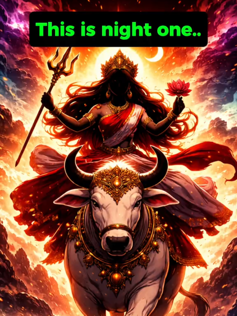 The Beginning of The Battle Of Power   Shailaputri is the first form of Goddess Durga in Hinduism and Sanatan Dharma, symbolizing grounding, strength, and the start of spiritual awakening. Worshipped on day 1 of Navratri, she represents stability and connection to the earth. #durga  #hinduism #womanpower #sanatandharma #navratri