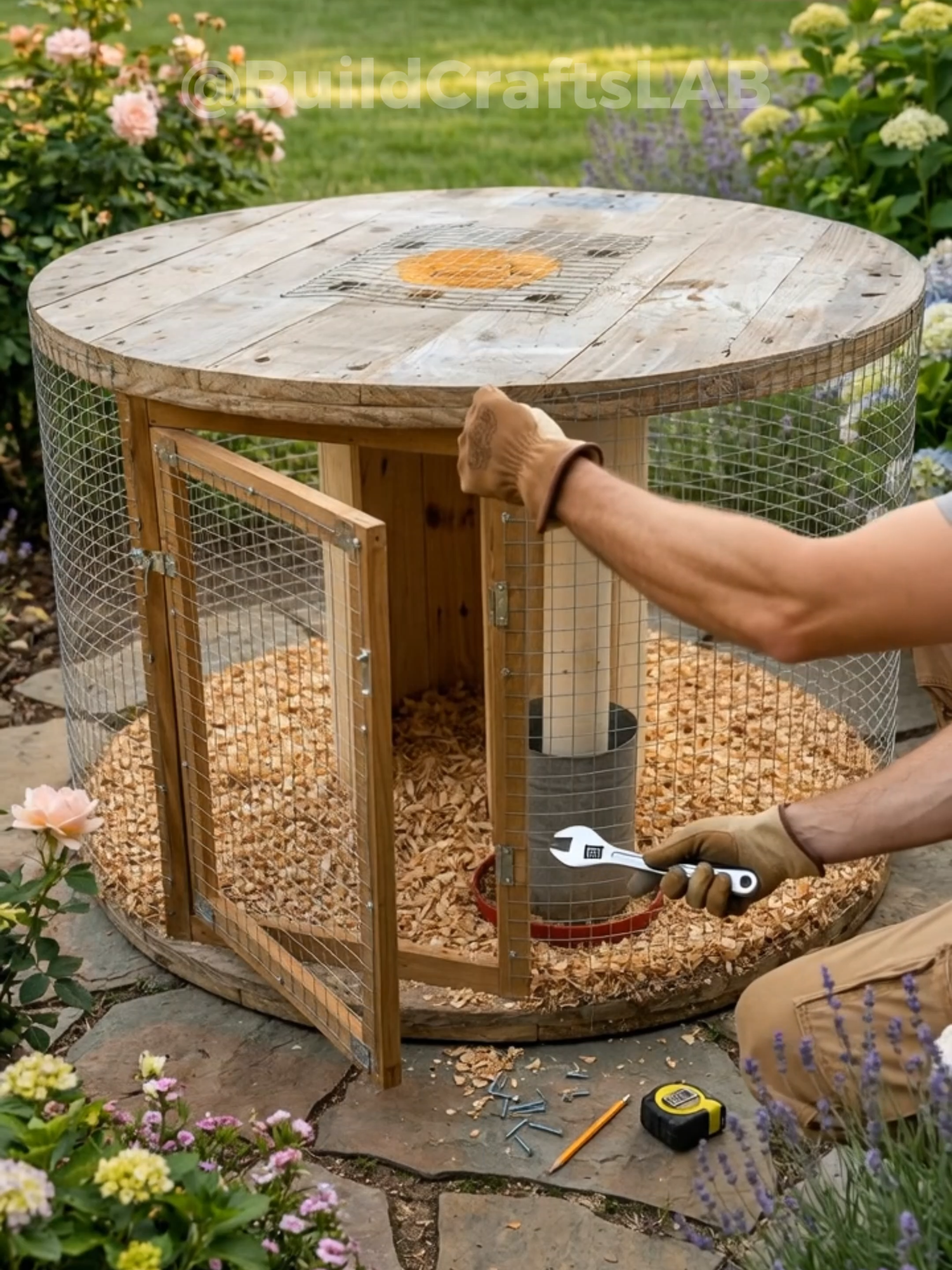 Build This Viral Chicken Coop From Scratch 🐣 Watch a full backyard transformation into a stunning circular chicken coop! #DIYBuild #ChickenCoop #Satisfying #BackyardProject #Timelapse