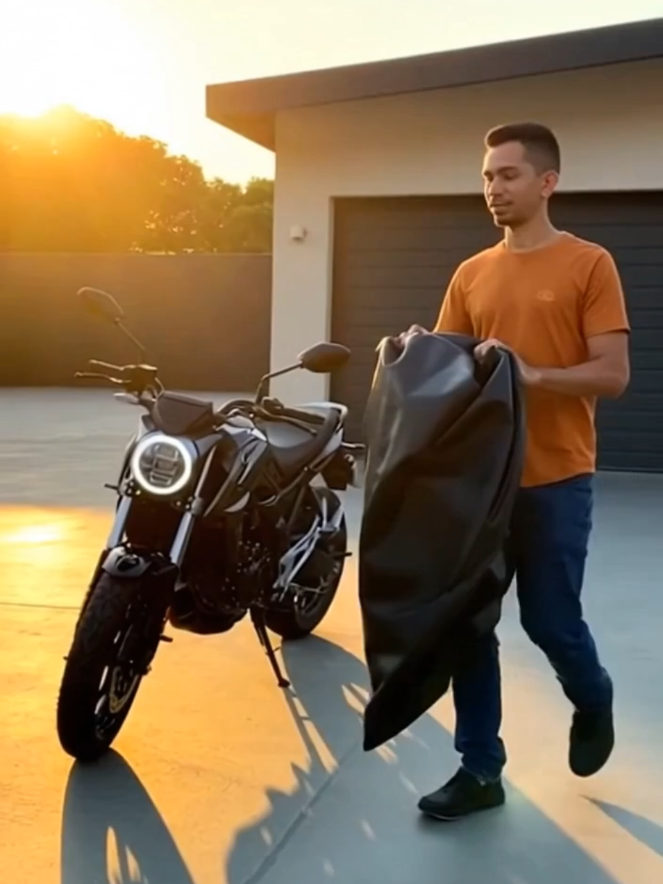Capa de Cobrir Moto em Couro 