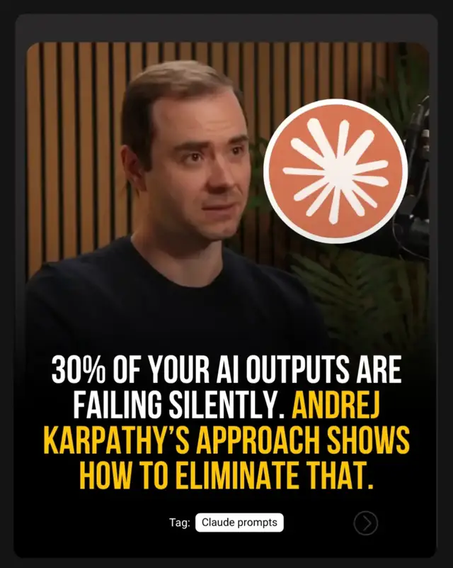 30% of your AI outputs are failing silently. Andrej Karpathy’s approach shows how to eliminate that. #claude #claudecode #promptengineering #writingprompts 