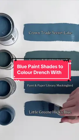 Blue Paint Shades to Colour Drench With #blue #bluepaint #colourdrench #deepblue #blueshades #colourdrenching #farrowandball #crownpaints #paintandpaperlibary #inchyrablue #littlegreene #hicksblue #bluedecor #blueaestetic 
