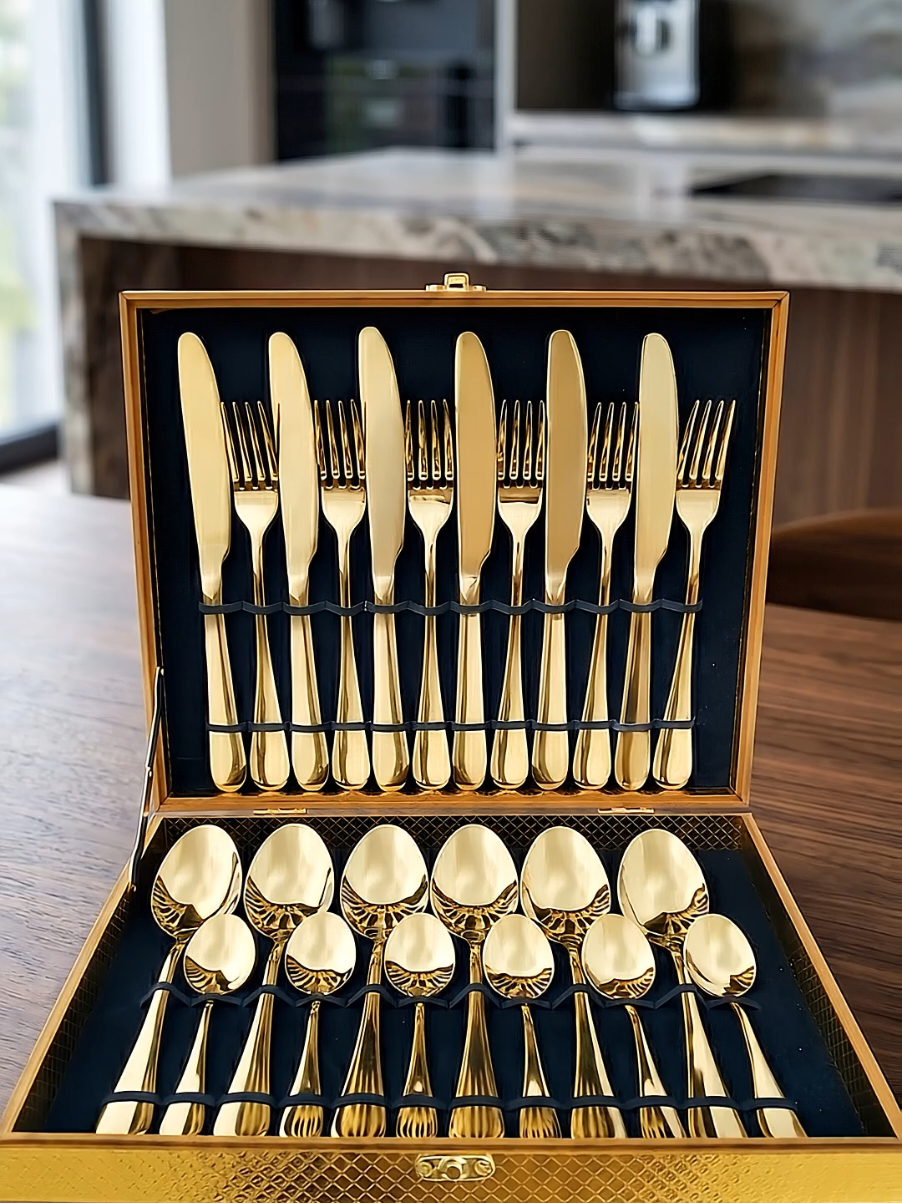 Excelente kit faqueiro maleta de talheres inox 24 peças  #tiktokshop #kitfaqueirotalheres#jogodetalheres24peças #cozinha 