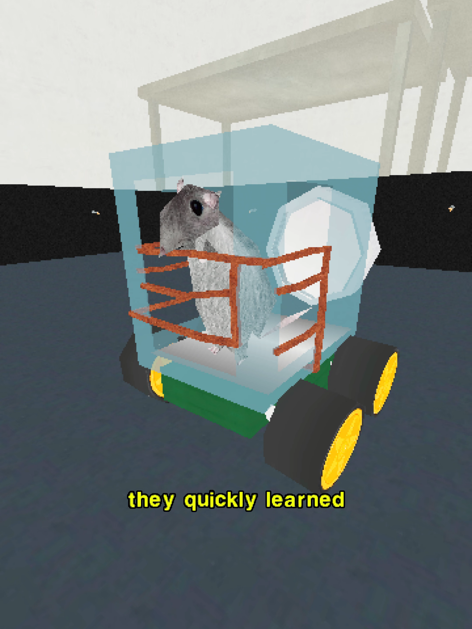 In 2019, the Rat Driving Experiment showed that rats can actually learn to drive tiny cars made of plastic jars to get treats. By touching copper wires to steer, the animals didn't just reach their food, but they also became much less stressed because of the satisfaction of learning a new skill. The study found that rats living in more natural settings were better drivers than those in plain cages, and the positive change in their brain chemistry suggests that doing challenging tasks could help humans deal with mental health issues. Music composed by Bert Cole (bitbybitsound.com)