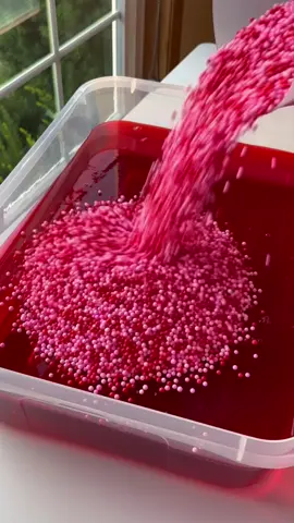 Red Slime & Pink/Red Mini Balls❤️💕 #slimetiktok #slimee #odlysatisfying #slimelover #asmr 