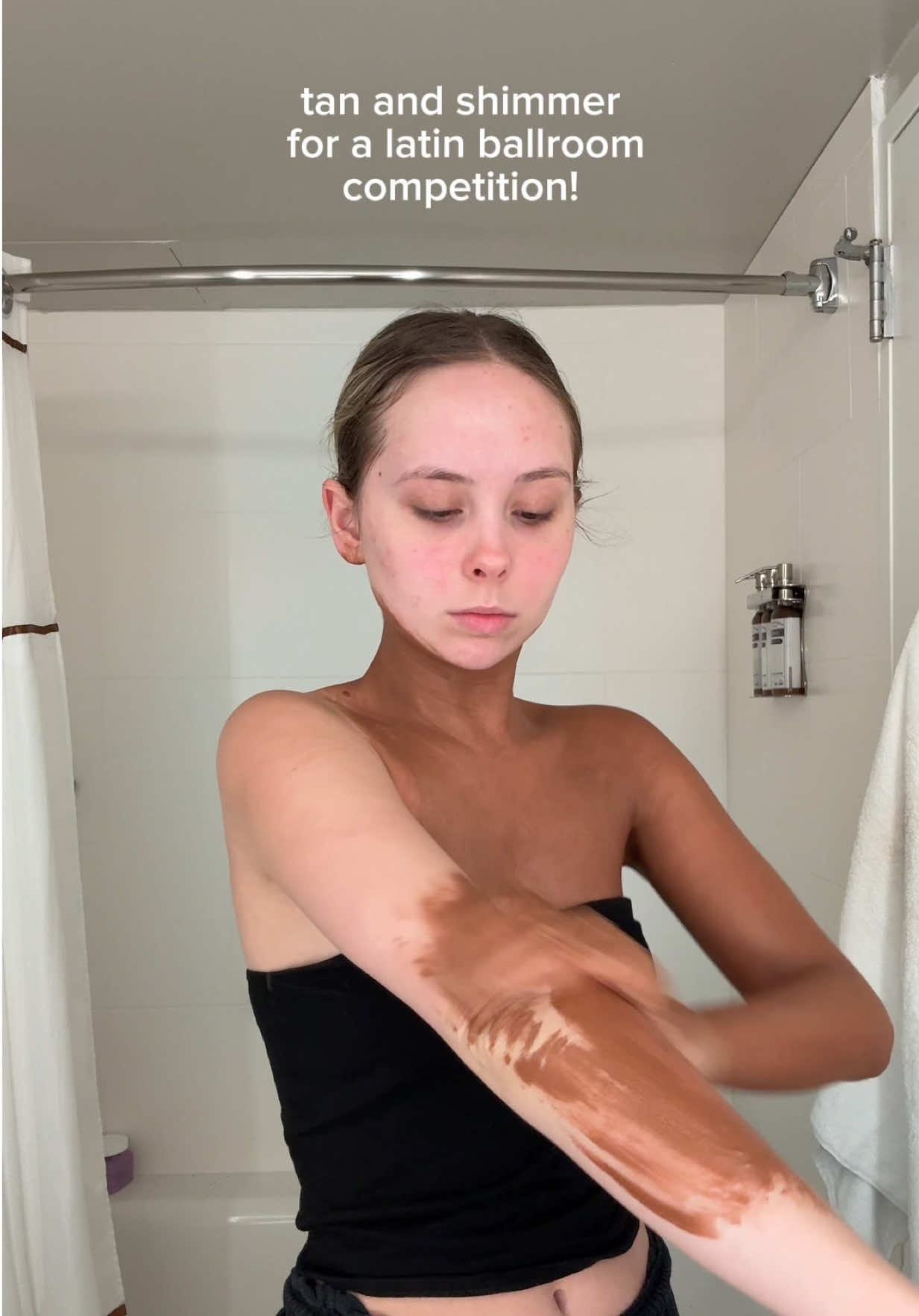 we tan so our muscles are defined and we can be seen against harsh stage lights! just how bodybuilders do! products 🔗 on my amazon! #makaylaandrews #asmrballroomhairgirl #dwts #latinballroom #tanner 