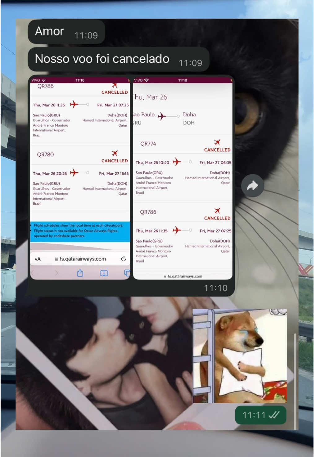 Tive meu voo cancelado! Manda pra alguém que está em dúvida do que fazer e / ou onde ir ❤️ obrigada pelo suporte Qatar Airways #dicas #voo #qatar 