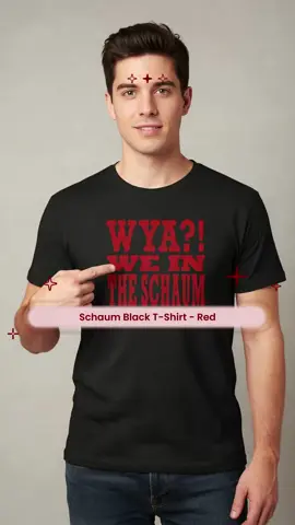 CADILLACJERRY The Schaum Black T-Shirts - Red Lettering, Short Sleeve, Classic Fit 