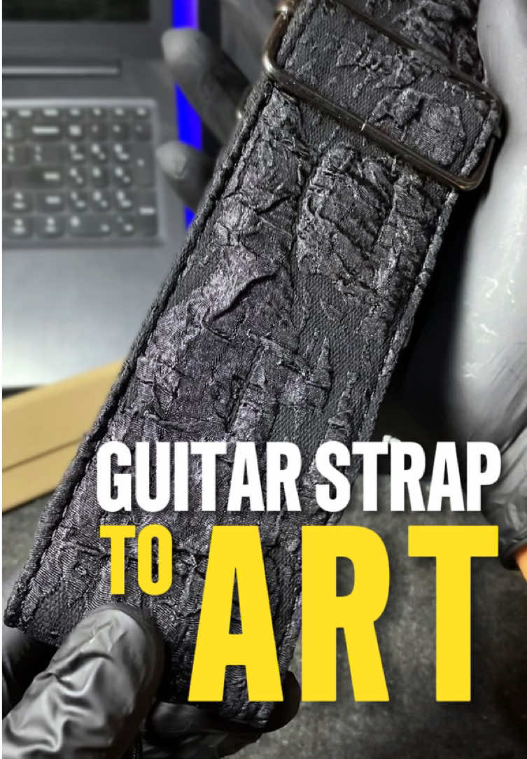 Guitar Strap to ART! 🤩 Iba ka talaga @LEKATO Music Store 🔥 I’m in awe when I first look at this! Parang relic ang datingan. Vintage vibes 🤩 For more details and designs, check out the yellow basket provided 🎸 #guitarstrap #lekato #guitaraccessories #guitaristsoftiktok #gabmunozmusic 