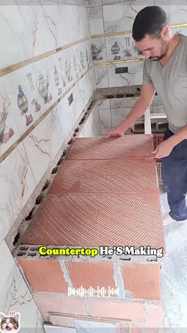 The Tile Trick That Makes Concrete Counters Look Amazing#TileTips #DIYKitchenCounter #ConcreteMagic #HomeDecorIdeas#usa🇺🇸 