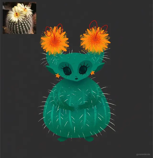 Introducing the new Cactus Ball Dryad! Check nore unique Dryads art and animations on my profile and let me know which one should I do next! 💖 . #dryads #art #fy #fyp #characterdesign 