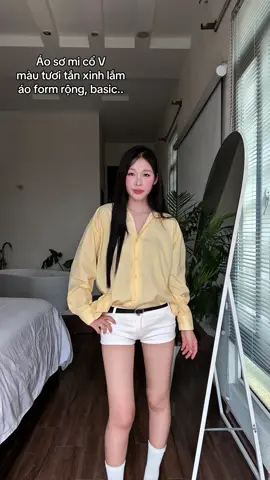 Áo sơ mi cổ V chất vải thô nến 😙🎀 @Miho #mihohouse  #review #viral #aosomi #fyb 