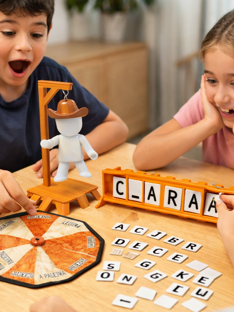 Jogo Da Forca Magnético Infantil Roleta Brilha No Escuro  DIFERENCIAL DO PRODUTO Peças magnéticas – mais prática e organizada Boneco com encaixe magnético (mais divertido e visual) Roleta inclusa para deixar o jogo mais dinâmico Design moderno e atrativo Fácil montagem e uso  O QUE ACOMPANHA 01 Base do jogo 01 Estrutura da forca 01 Boneco magnético desmontável Letras magnéticas completas 01 Roleta interativa Peças adicionais do jogo     INDICAÇÃO Idade recomendada: a partir de 4 anos Ideal para brincar em família, escolas ou momentos educativos